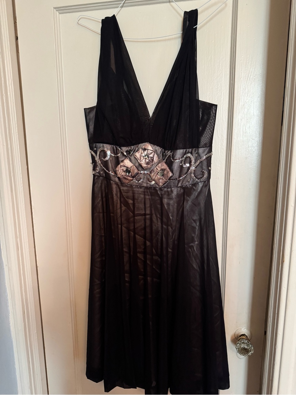 Alberto Makali Black Embellished Evening Dress